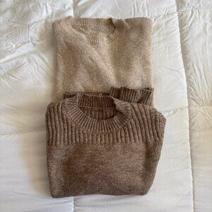 Shein Women's Two Brown Long Sleeve Sweaters Polyester Size Small